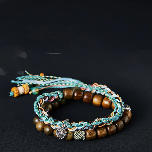 Serenity Blessing Couple Bracelet ï¿?Handcrafted Bodhi Seed and Silver Charm